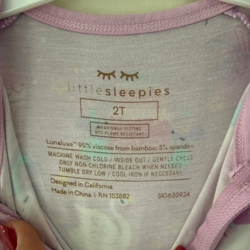 Little Sleepies 2T Purple Unicorn Swan Rainbow Lunaluxe Bamboo Zippy Sleeper
